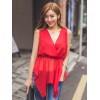 TE6442YZS Fashion slim waist temperament hollow out backless chiffon tops