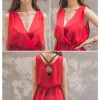 TE6442YZS Fashion slim waist temperament hollow out backless chiffon tops