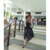 TE6443YZS Europe fashion chiffon long sexy skirt with leopard vest