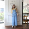 TE6445YZS Large size vintage loose slim wide leg suspender denim pants