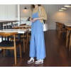 TE6445YZS Large size vintage loose slim wide leg suspender denim pants