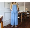 TE6445YZS Large size vintage loose slim wide leg suspender denim pants