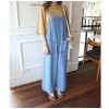 TE6445YZS Large size vintage loose slim wide leg suspender denim pants