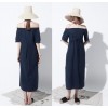 TE6447YZS Europe fashion boat neck off shoulder long dress