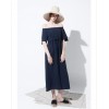 TE6447YZS Europe fashion boat neck off shoulder long dress