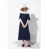 TE6447YZS Europe fashion boat neck off shoulder long dress