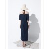 TE6447YZS Europe fashion boat neck off shoulder long dress