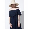 TE6447YZS Europe fashion boat neck off shoulder long dress