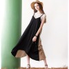 TE6449YZS Europe fashion color matching backless loose gallus dress
