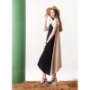 TE6449YZS Europe fashion color matching backless loose gallus dress