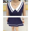 TE7012WMSS Navy style uniform fresh preppy fashion A-line dress