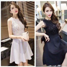 TE9288WMSS Korean fashion splicing slim sexy sleeveless dress