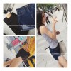 TE5147DDFS Korean fashion slim rough edge slit empire waist denim shorts