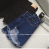 TE5147DDFS Korean fashion slim rough edge slit empire waist denim shorts