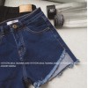 TE5147DDFS Korean fashion slim rough edge slit empire waist denim shorts