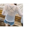 TE6231SJFS Transparent sexy loose long sleeve t-shirt