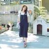 TE6451YZS Loose large size cotton ramie loose gallus dress