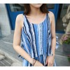 TE6452YZS Colorful stripes contract color geometry pattern scrawl fake two piece jumpsuit