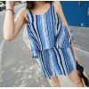 TE6452YZS Colorful stripes contract color geometry pattern scrawl fake two piece jumpsuit