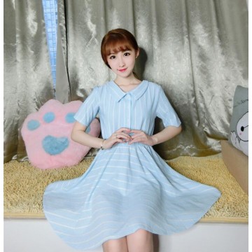 TE649YRYY Japanese fashion sweet two side wear lacing bowknot stripes dress