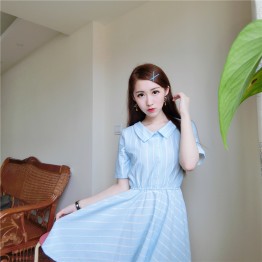 TE649YRYY Japanese fashion sweet two side wear lacing bowknot stripes dress