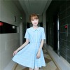 TE649YRYY Japanese fashion sweet two side wear lacing bowknot stripes dress