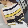 TE6685YRYY Loose stripes lacing back sleeveless tops with skirt