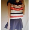 TE6685YRYY Loose stripes lacing back sleeveless tops with skirt