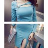 TE9168WMSS New style sexy hollow out oblique neckline slit backless formal dress