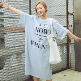 TE6454YZS Letters print loose long t-shirt dress