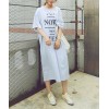 TE6454YZS Letters print loose long t-shirt dress