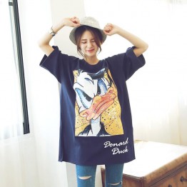 TE6456YZS New style loose cartoon print half sleeve t-shirt dress