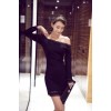 TE9124WMSS New style burn out hollow out sexy boat neck tight hip long sleeve dress