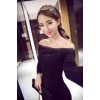 TE9124WMSS New style burn out hollow out sexy boat neck tight hip long sleeve dress