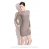 TE9150WMSS Sexy club slim mesh drape tight hip long sleeve dress