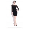 TE9150WMSS Sexy club slim mesh drape tight hip long sleeve dress