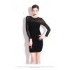 TE9150WMSS Sexy club slim mesh drape tight hip long sleeve dress