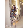 TE9159WMSS Europe fashion sexy slim long sleeve midriff print dress