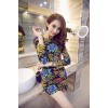 TE9159WMSS Europe fashion sexy slim long sleeve midriff print dress