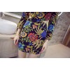 TE9159WMSS Europe fashion sexy slim long sleeve midriff print dress