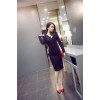 TE9190WMSS Europe fashion sexy slim v neck splicing long sleeve dress