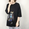 TE301DDNZ Plus size fresh Variety Queen print loose round neck fleece t-shirt