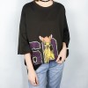 TE303DDNZ Plus size fresh baby deer print round neck fleece t-shirt