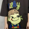 TE305DDNZ Plus size cute girl print loose round neck fleece t-shirt