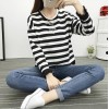 TE6640BYZJ Korean fashion joker stripes preppy style long sleeve t-shirt