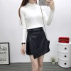 TE6646BYZJ joker pure color slim PU leather skirt