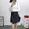 TE6646BYZJ joker pure color slim PU leather skirt