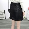 TE6646BYZJ joker pure color slim PU leather skirt