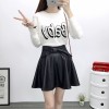 TE6648BYZJ joker pure color preppy style PU leather bubble skirt