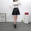 TE6648BYZJ joker pure color preppy style PU leather bubble skirt